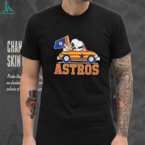Snoopy and Woodstock driving car Houston Astros shirt