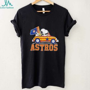 Snoopy and Woodstock driving car Houston Astros shirt
