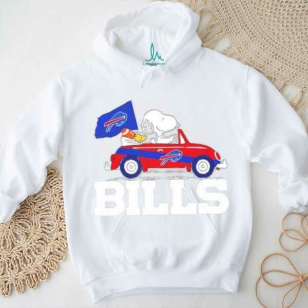 Snoopy driving car Buffalo Bills football shirt