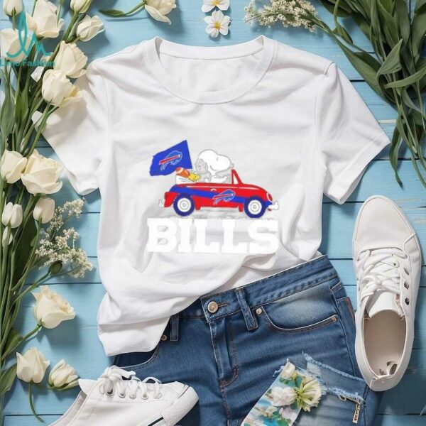 Snoopy driving car Buffalo Bills football shirt