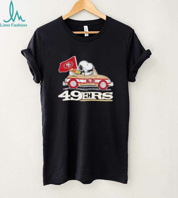 Snoopy driving car San Francisco 49ers football shirt