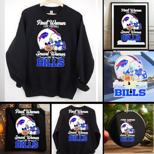Snoopy real women love football smart women love the Buffalo Bills shirt