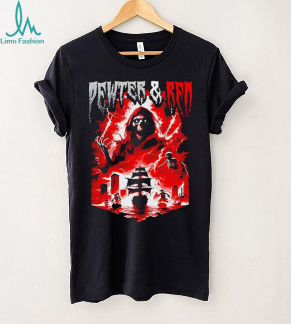 Tampa Bay Buccaneers pewter and red skeleton shirt
