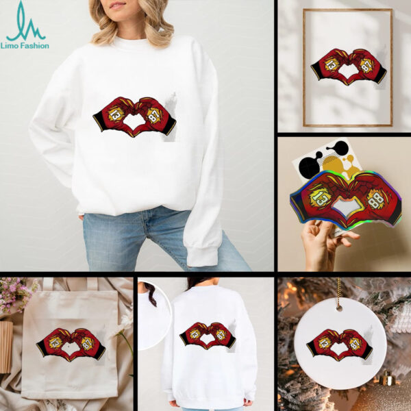 Taylor and Travis Kelce Engaged love hands shirt