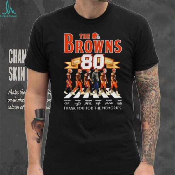 The Cleveland Browns 80th Anniversary thank you for the memories signatures shirt
