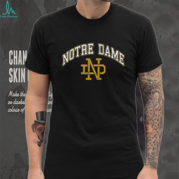 Wes and Willy Notre Dame Fighting Irish Boys Navy Blue Vintage Arch Short Sleeve T Shirt