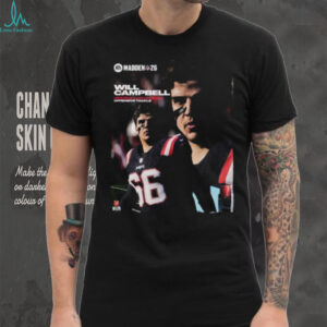 Will Campbell New England Patriots Rookie Offensive Tackle Madden NFL 26 American Football 2025 Shirt