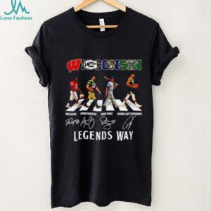 Wisconsin Ron Dayne Aaron Rodgers Robin Yount Giannis Antetokounmpo legends way abbey road signatures shirt