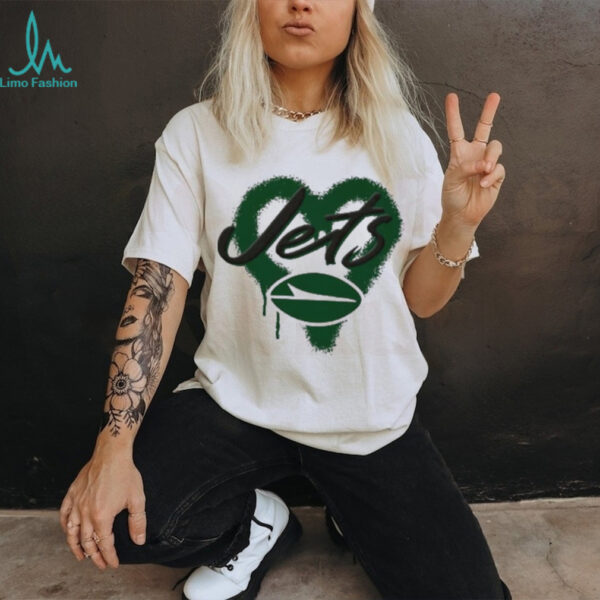 New York Jets Natural Spray Heart Boxy paint shirt