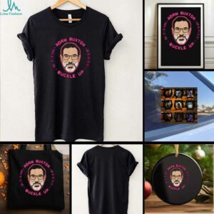Adam Buxton big face Buckle Up cartoon shirt