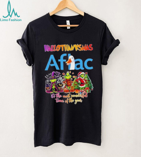 Aflac x Grinch it’s the most wonderful time of the year happy HalloThanksMas shirt