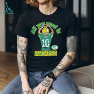 All You Need is Love Packers 10 football player heart hands shirt