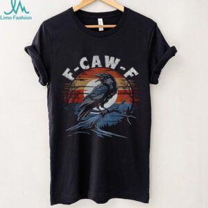 Black crow moonlit raven F Caw F Halloween vintage shirt