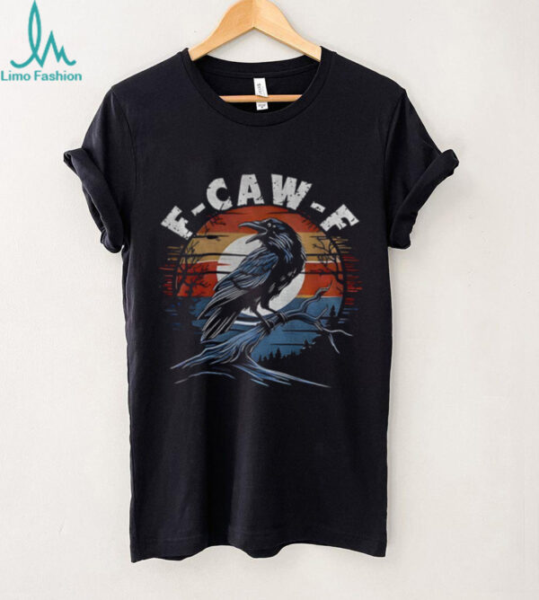 Black crow moonlit raven F Caw F Halloween vintage shirt