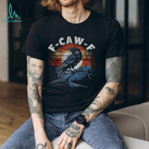 Black crow moonlit raven F Caw F Halloween vintage shirt