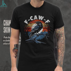 Black crow moonlit raven F Caw F Halloween vintage shirt