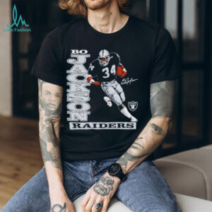 Bo Jackson Las Vegas Raiders retired player caricature signature shirt