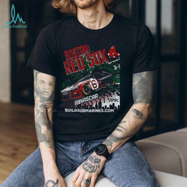 Brad Keselowski wearing Boston Red Sox Baseball Nascar Buildsubmarines 2025 shirt