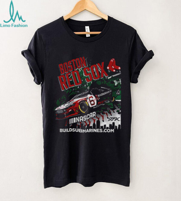Brad Keselowski wearing Boston Red Sox Baseball Nascar Buildsubmarines 2025 shirt