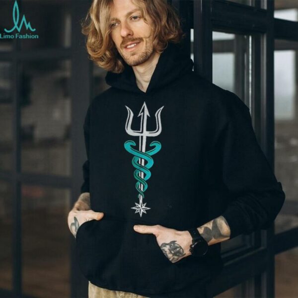 Cal Raleigh wearing Seattle Kraken Hockey Trident Serpent Emblem Seattle Mariners MLB Baseball shirt