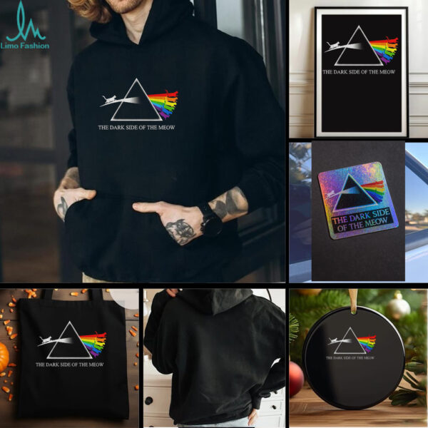 Cat rainbow the dark side of the meow t shirt