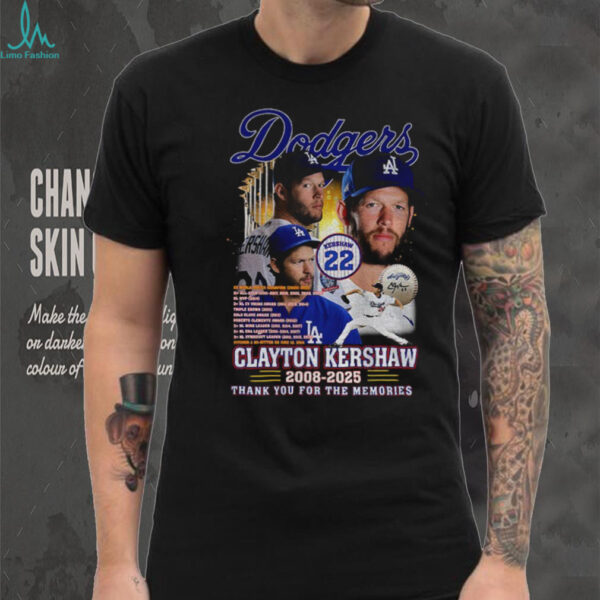 Clayton Kershaw Dodgers baseball 2008 2025 Stats thank you for the memories shirt