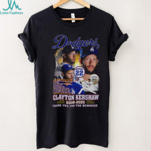 Clayton Kershaw Dodgers baseball 2008 2025 Stats thank you for the memories shirt