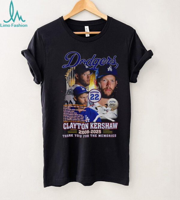 Clayton Kershaw Dodgers baseball 2008 2025 Stats thank you for the memories shirt