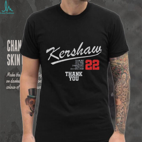 Clayton Kershaw LA Dodgers Pitching Baseball Player Thank You Forever 22 shirt