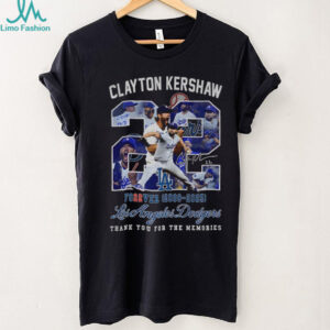 Clayton Kershaw forever 22 Los Angeles Dodgers baseball legend signature thank you for the memories shirt