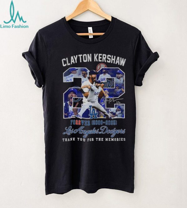 Clayton Kershaw forever 22 Los Angeles Dodgers baseball legend signature thank you for the memories shirt