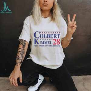 Colbert Kimmel 2028 Free speech under attack ladies tee
