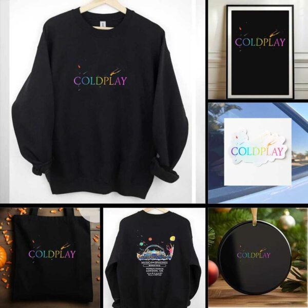 Coldplay Music of the Spheres world tour London UK colorful shirt