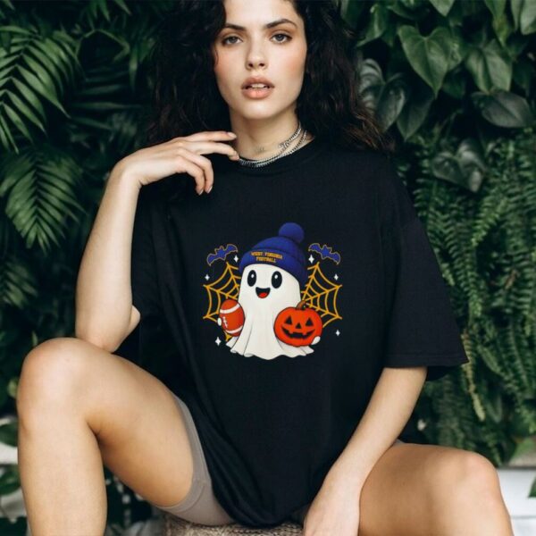 Cute Ghost Football West Virginia Happy Halloween shirt