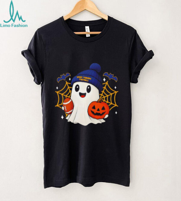 Cute Ghost Football West Virginia Happy Halloween shirt