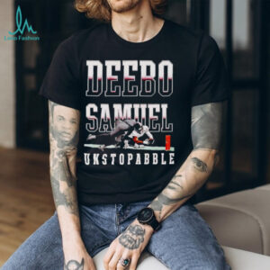 Deebo Samuel Unstoppable football player reaching for pylon shirt