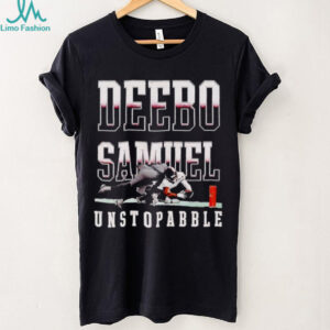 Deebo Samuel Unstoppable football player reaching for pylon shirt