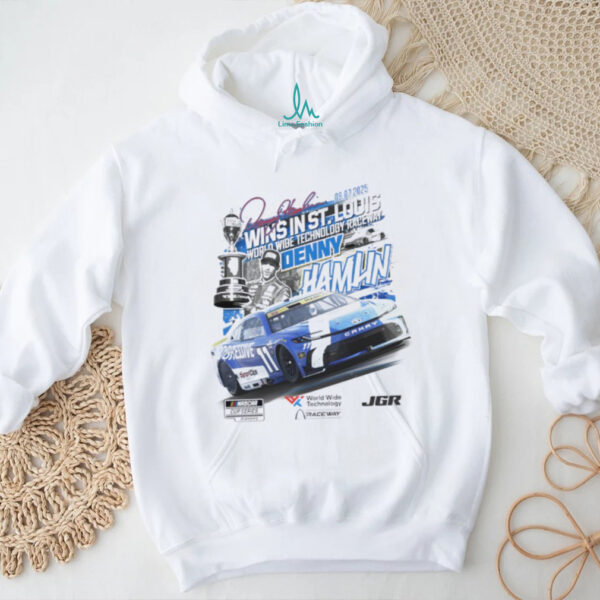 Denny Hamlin Checkered Flag 2025 Enjoy Illinois 300 Race Winner Shirt