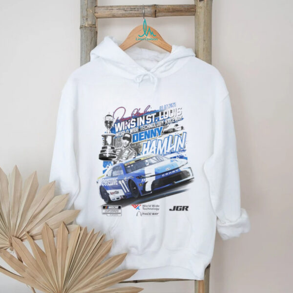 Denny Hamlin Checkered Flag 2025 Enjoy Illinois 300 Race Winner Shirt