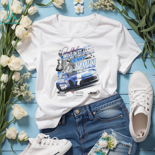 Denny Hamlin Checkered Flag 2025 Enjoy Illinois 300 Race Winner Shirt