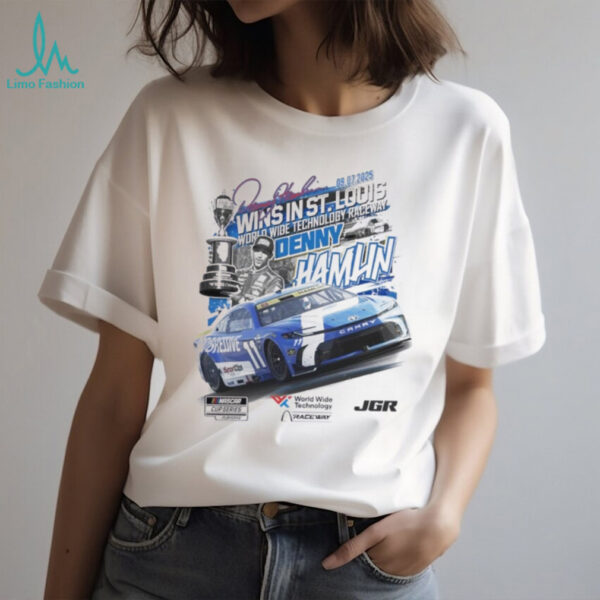 Denny Hamlin Checkered Flag Sports 2025 Enjoy Illinois 300 Race Winner shirt