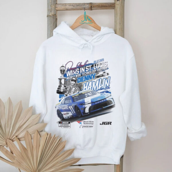 Denny Hamlin Checkered Flag Sports 2025 Enjoy Illinois 300 Race Winner shirt