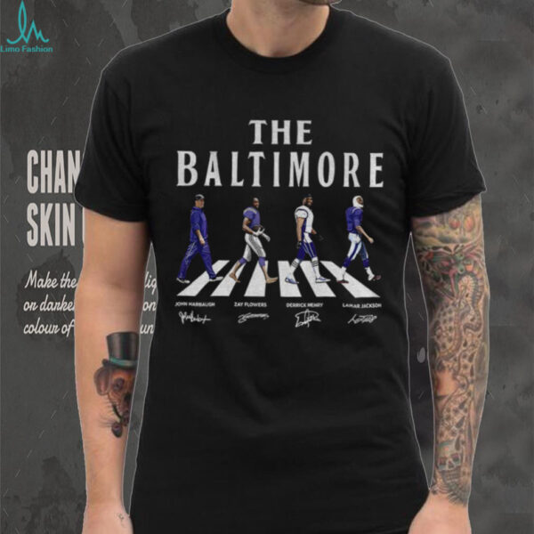 Derrick Henry Lamar Jackson Zay Flowers John Harbaugh Baltimore Football signature shirt