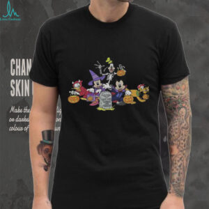 Disney's Mickey Classic Halloween Friends Trick or Treat Tombstone Men's Tee Shirt