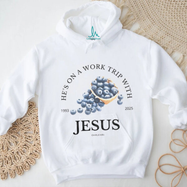 Erika Kirk Blueberry he’s on a work trip with Jesus Charlie Kirk memorial shirt
