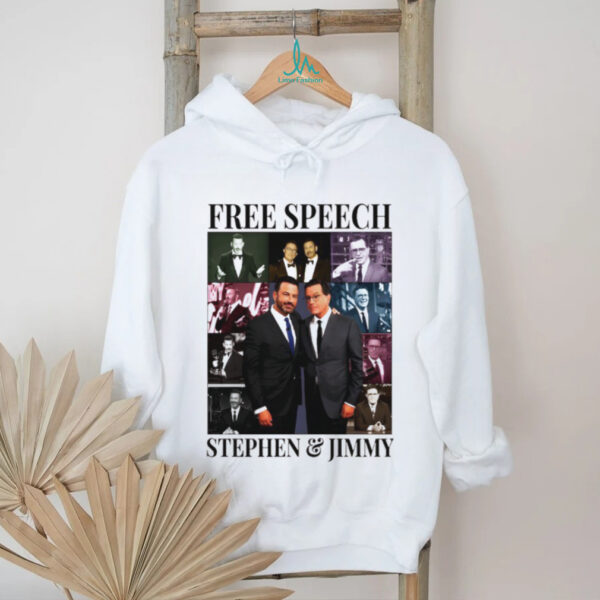 Free Speech Stephen And Jimmy Jimmy Kimmel Political Satire Eras Tour ladies tee