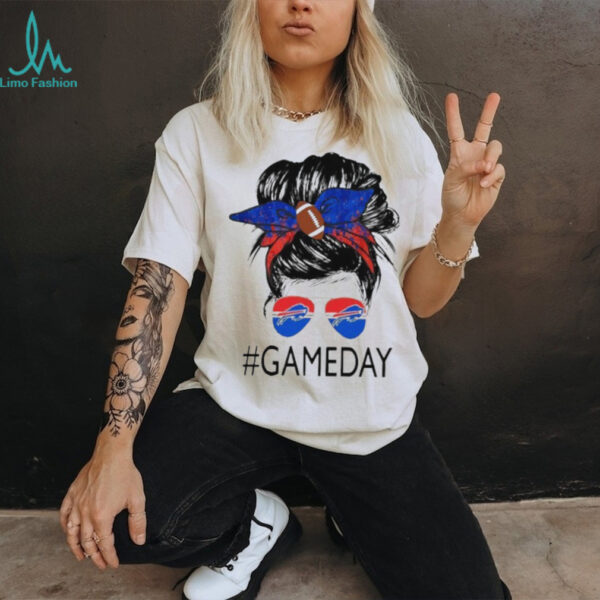 Gameday Buffalo Bills messy bun shirt