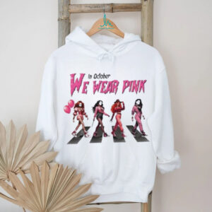 Girls Cosplay Halloween Abbey Road in October We Wear Pink Breast Cancer Awareness shirt
