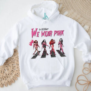 Girls Cosplay Halloween Abbey Road in October We Wear Pink Breast Cancer Awareness shirt