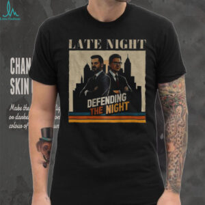 Jimmy Kimmel and Stephen Colbert late night defending the night shirt